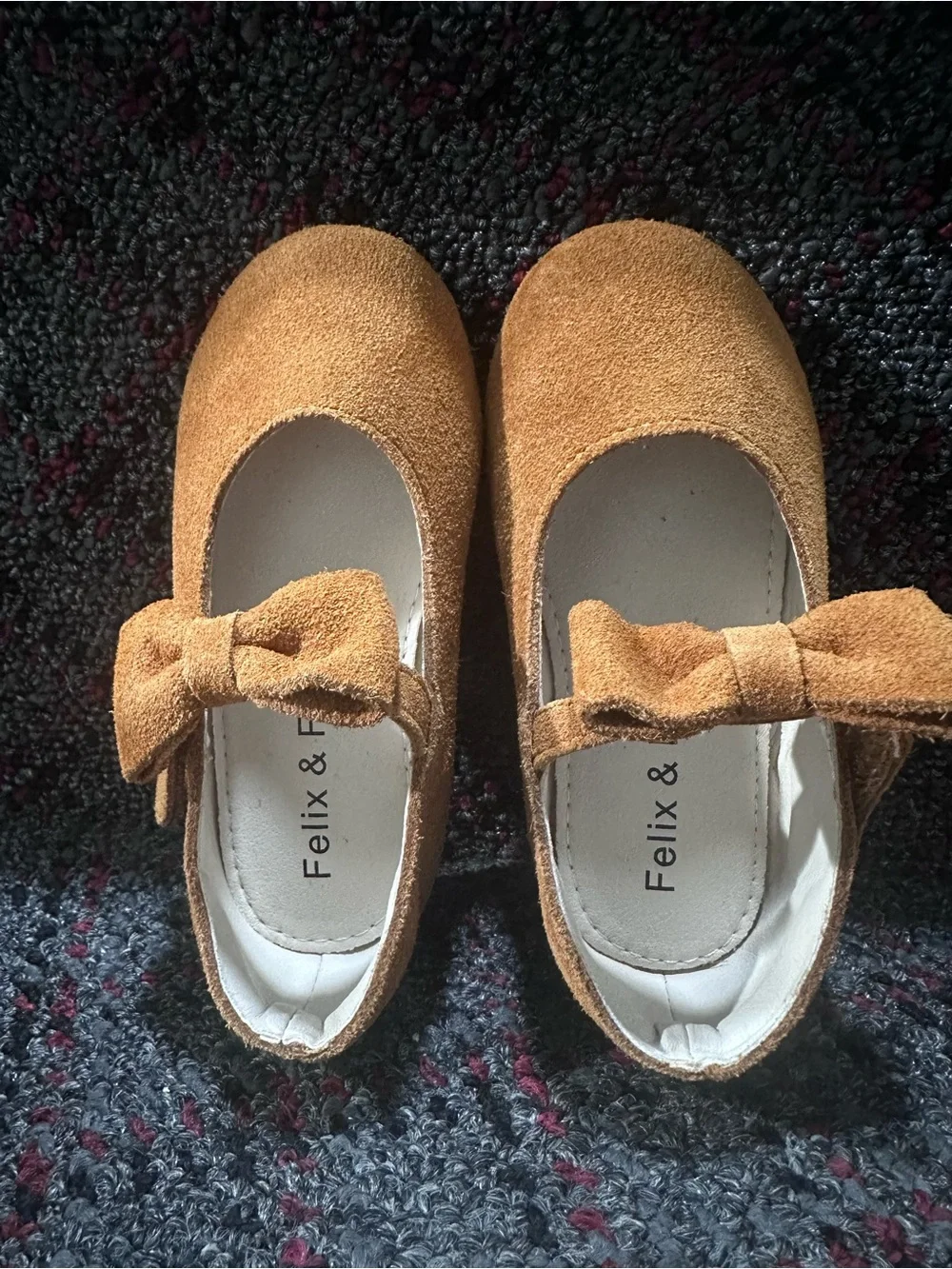 Felix & Floris Girls' Brown Suede Bow Mary Jane Dress Shoes